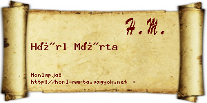 Hörl Márta névjegykártya